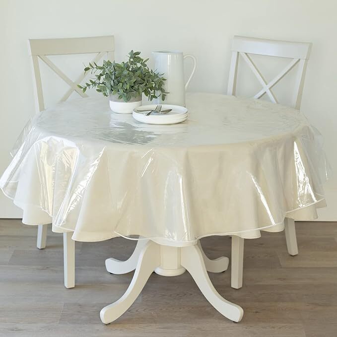 Tablecloth Protector Crystal Clear Vinyl (70" Round) | Thick, Durable Clear x 2