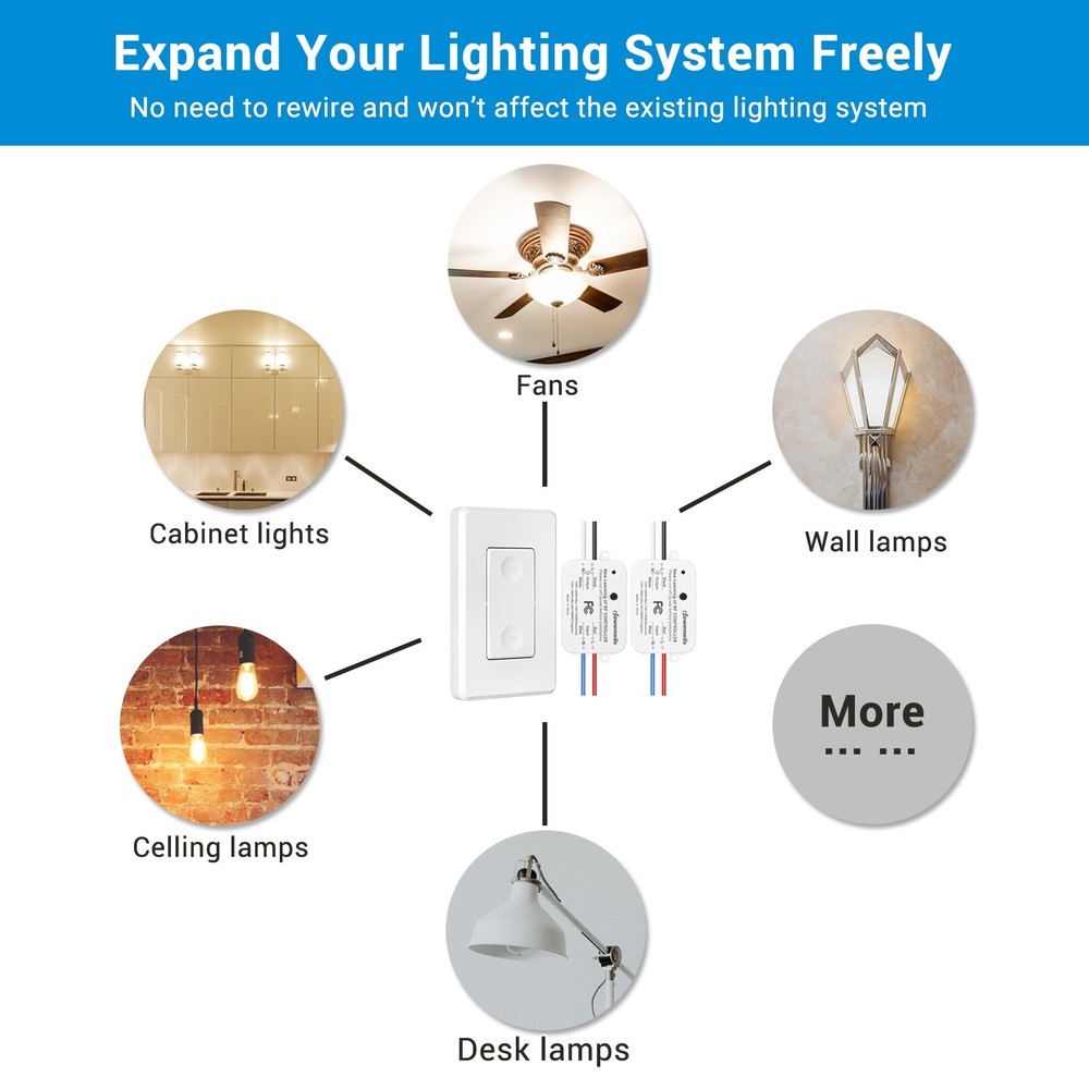 DEWENWILS Wireless Remote Control Wall Light Switch for Ceiling Lights 30M Range