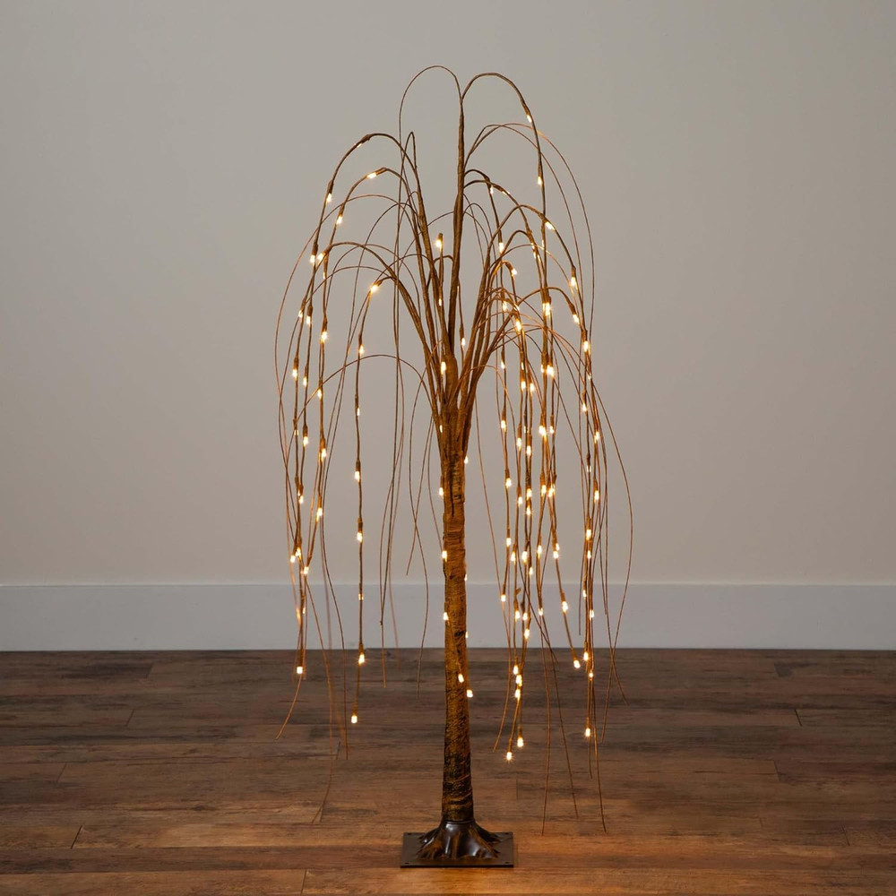 4Ft. Pre-Lit Artificial Willow Tree with 120 Warm White LED Lights