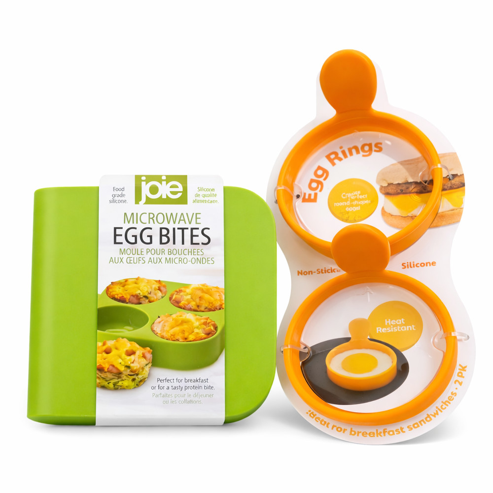 Breakfast Egg Maker Kit, Silicone Egg Rings + Microwave Egg Bites Mold, Nonstick