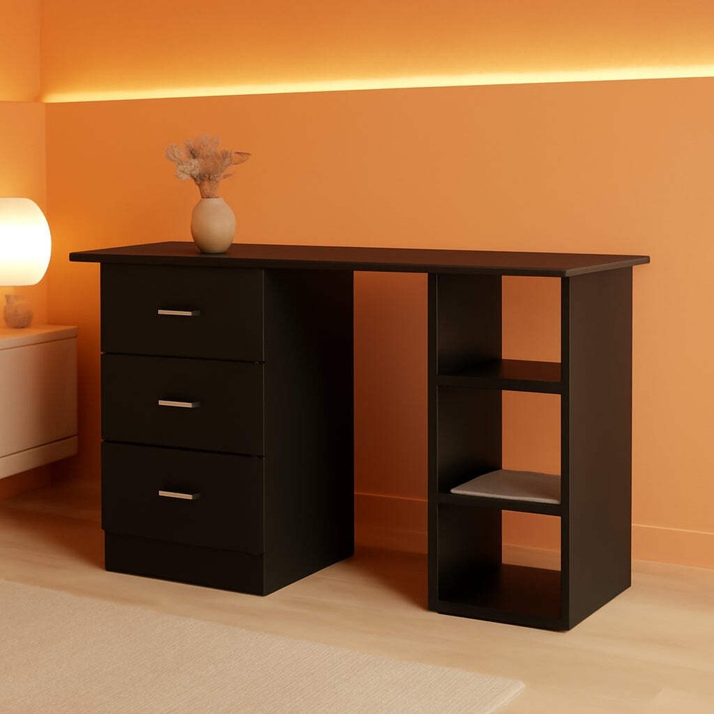 Modern 47 Inch Computer Desk With Storage Shelves