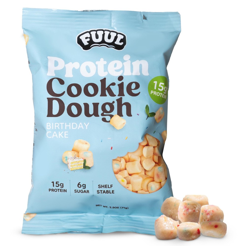 High Protein Birthday Cake Cookie Dough Bites, Low Sugar Snacks, 8 Pack
