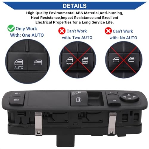 Master Window Switch Power Control Driver Side Compatible with 2012-2015 Ram