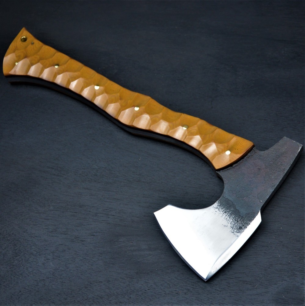 Handforged Full Tang Tomahawk, Camp Axe, Functional Bushcraft Hawk with Sheath
