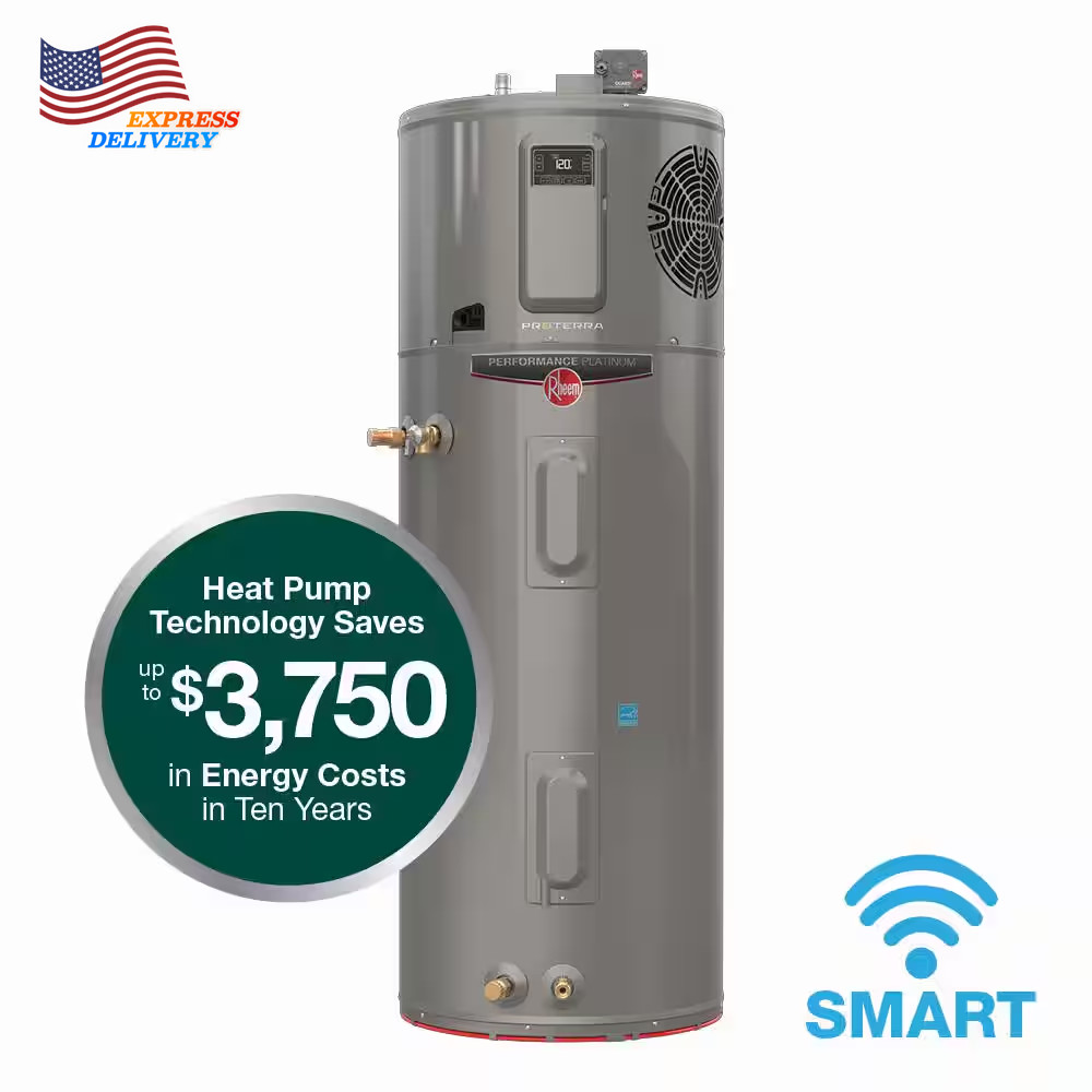 50 Gal. Smart High Efficiency Hybrid Heat Pump Water Heater w/ Leak Detection US