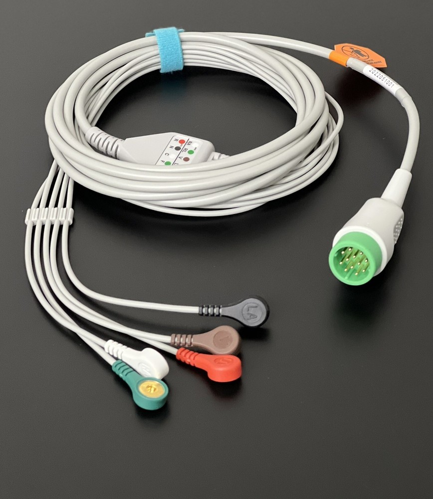 Physio Control Lifepak 12 ECG Cable 5 Lead Snap - Same Day Shipping