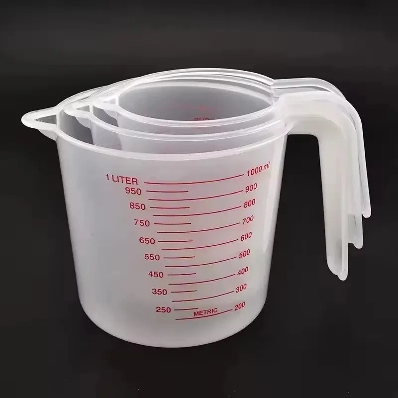 3pcs Plastic Measuring Cups Set 250/500/1000ml Liquid Beaker Kitchen Baking