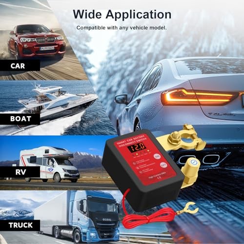 Remote Battery Disconnect Switch-Kill Switch for Car with Voltage black