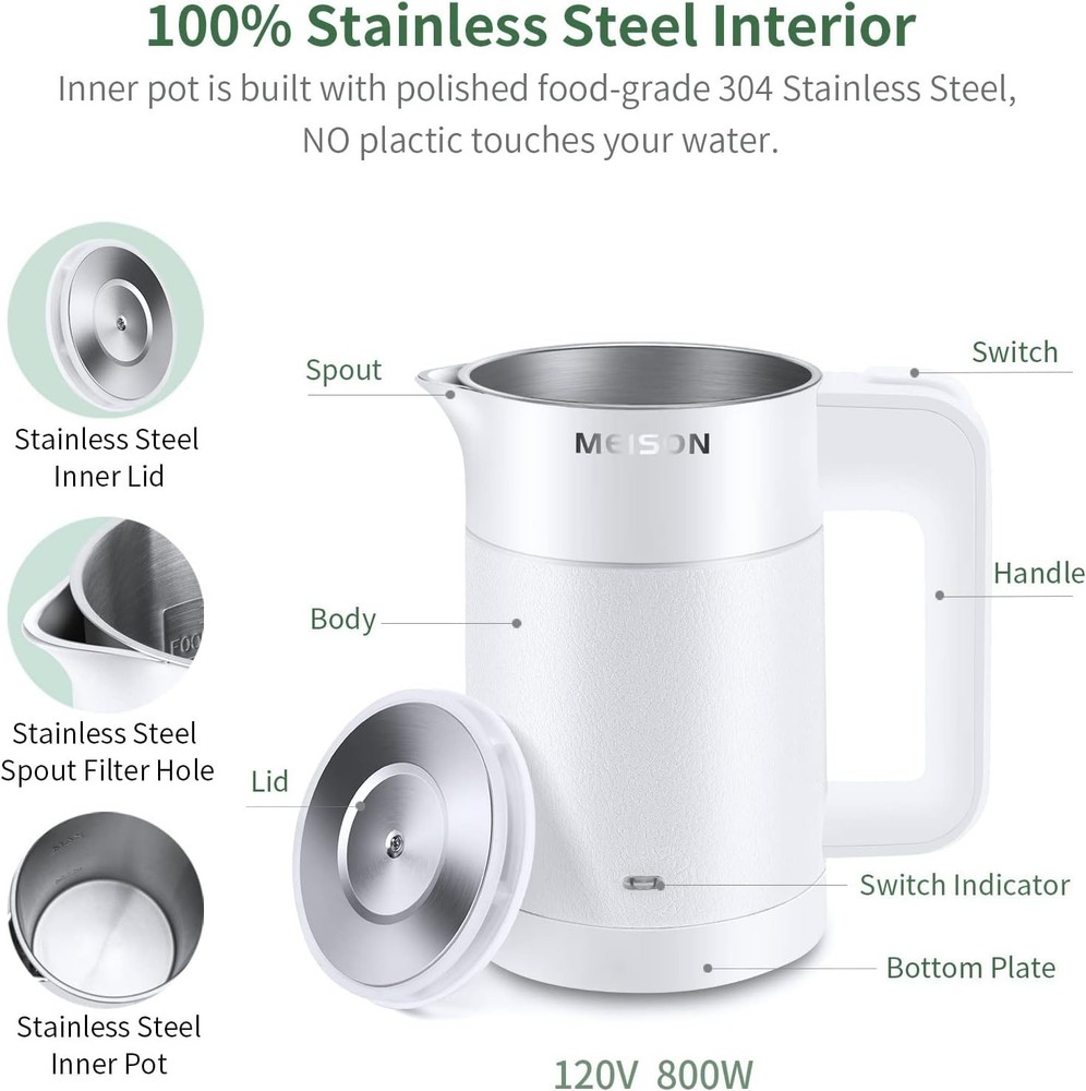 Portable Cool Touch 0.6L Electric Kettle – Auto Shut-Off & Durable Design