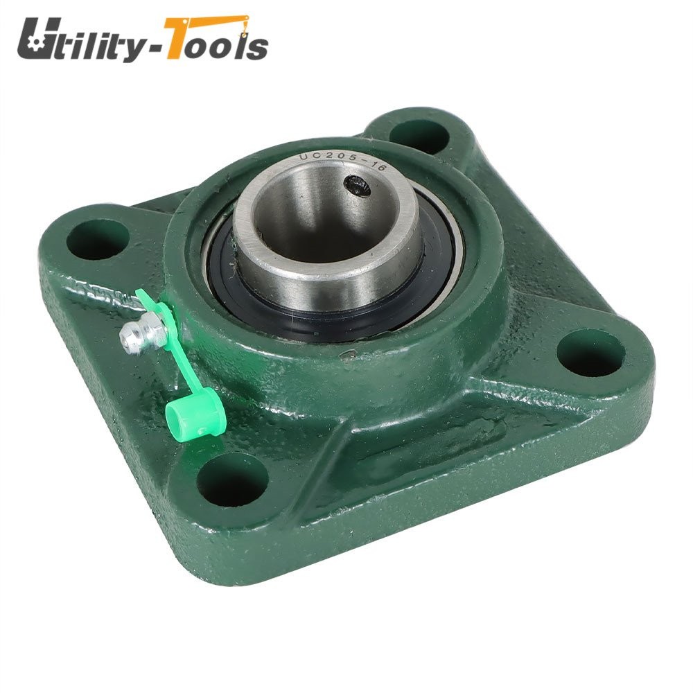 2 Pack UCF205-16 Solid Base Pillow Block Flange Mounted Bearing 1" Bore 4 Bolt