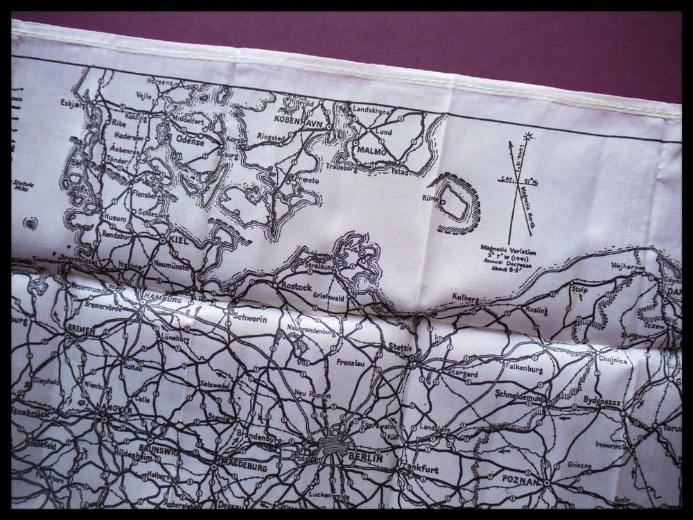 WWII Pilots RAF Silk Escape and Evasion Map Single Sided, Germany, SOE