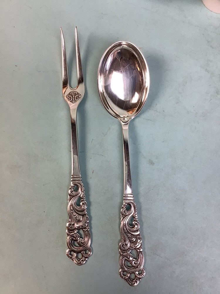 Norwegian Magnus Aase Silver Plate Serving Set 9.5” L