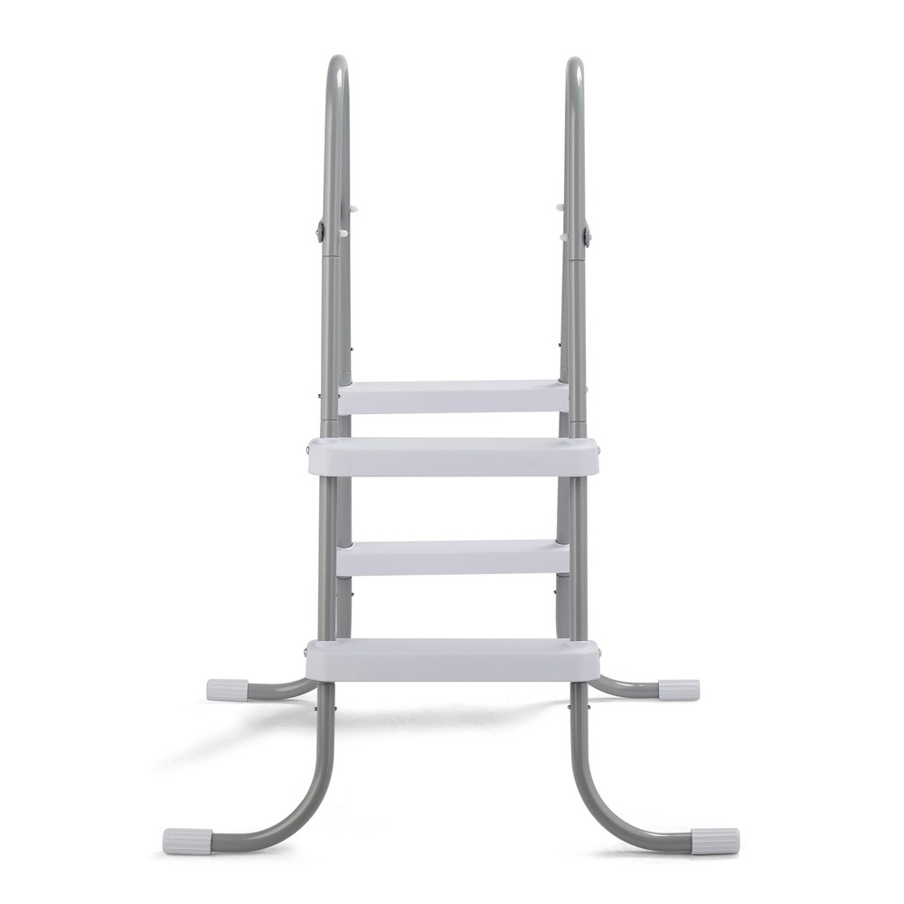 3 Steps 42inch Pool Ladder Iron Grey Frame + White Steps Swimming Accessory US