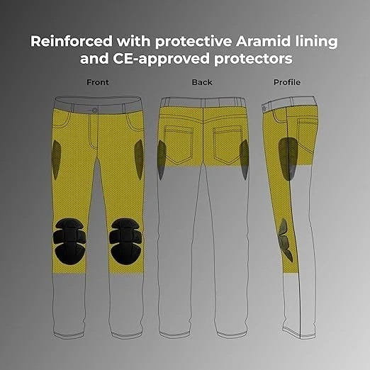 Men Engineered Protective Jeans Aramid Lining Motorcycle Biker Trousers