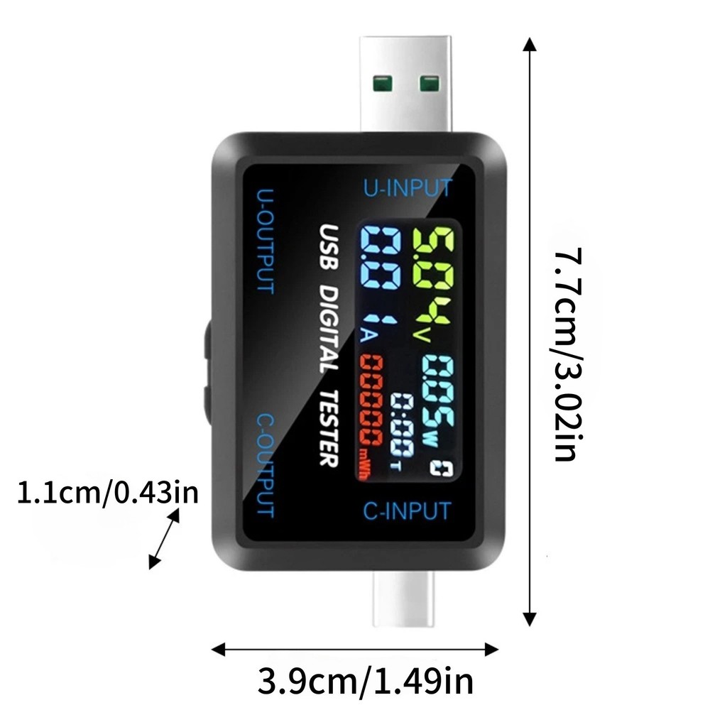 Portable USB Type C Voltmeter Current Meter with 5A Interface for Device Testing