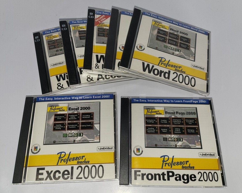 Professor Teaches Software Lot of 7 Networking, Windows 2000, Office CDs