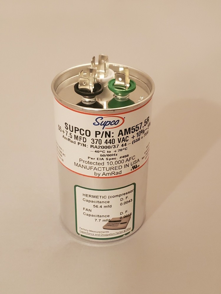 BRAND NEW AM5575R  AMERICAN MADE CAPACITOR FROM SUPCO 55 + 7.5 MFD