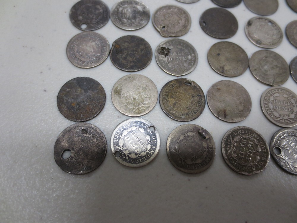 (40) Assorted Seated & Bust Half Dimes (AG / Damaged)