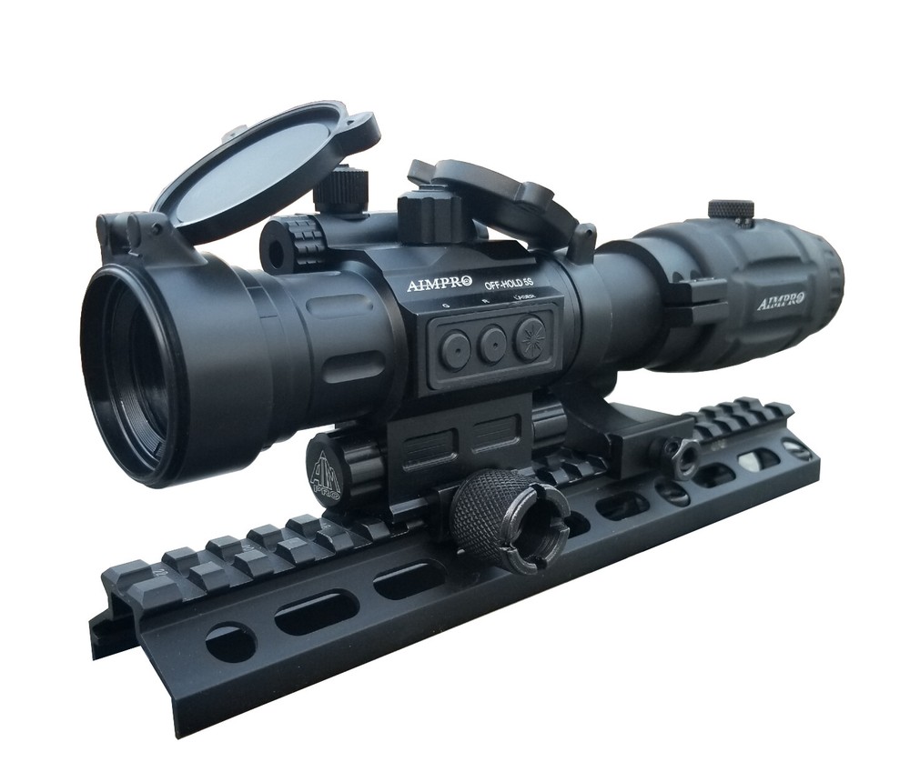 Tactical Red Dot Reflex Sight with Red Laser and FTS Magnifier Combo Aimpro ALFA