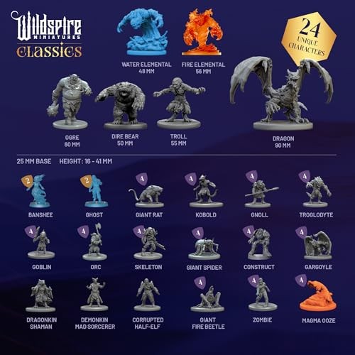 Classic Encounters - Essential Set - 65 Iconic DND Miniatures Bulk Monsters,