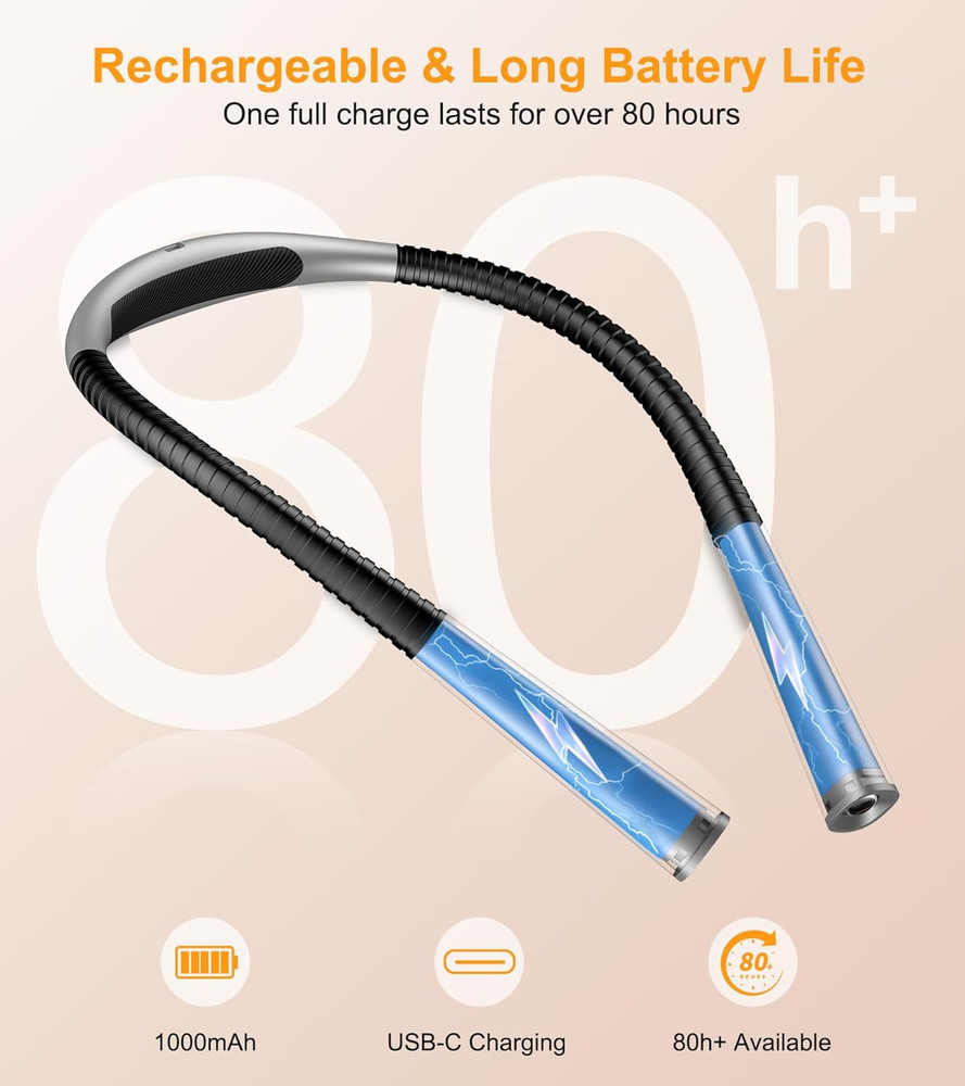 Book Light, Eye Caring 4-Color & 5-Brightness Neck Light Reading Light- Stepless