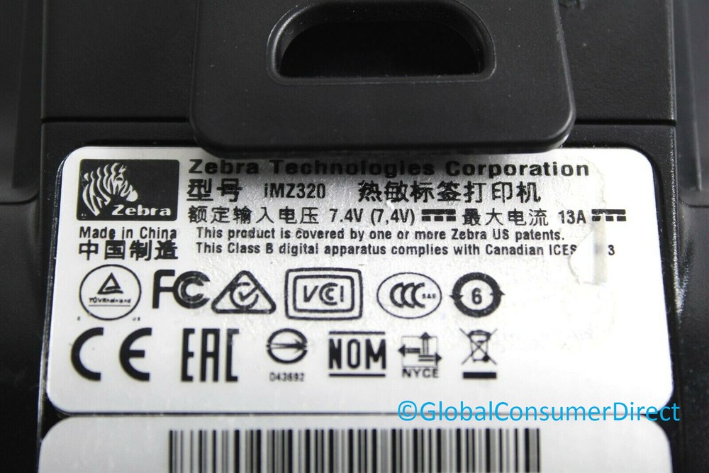 Zebra iMZ320 Mobile Wireless Bluetooth Thermal Receipt Printer with CHARGER