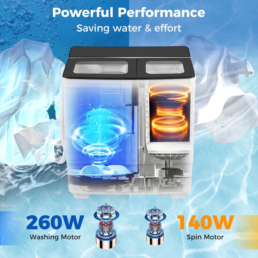 Portable Washing Machine, 20 lbs Compact Laundry Machine with 12 LBS Washer