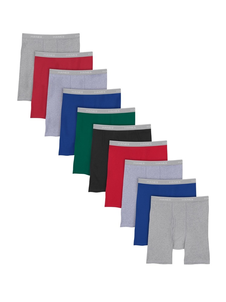 Hanes Men's Super Value Pack Assorted Boxer Briefs, 10-Pack Soft and Breathable
