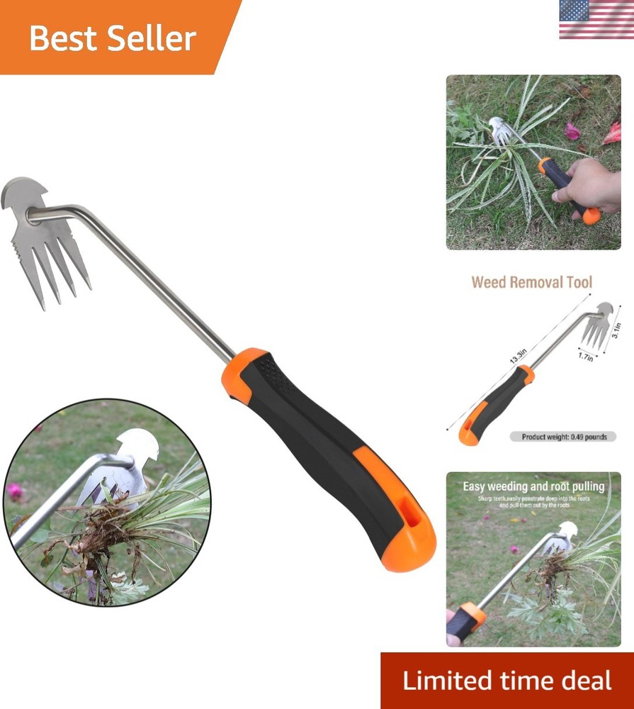Multi-Functional Weeder Tool with Rubber Handle - Ideal for Vegetables and Weeds