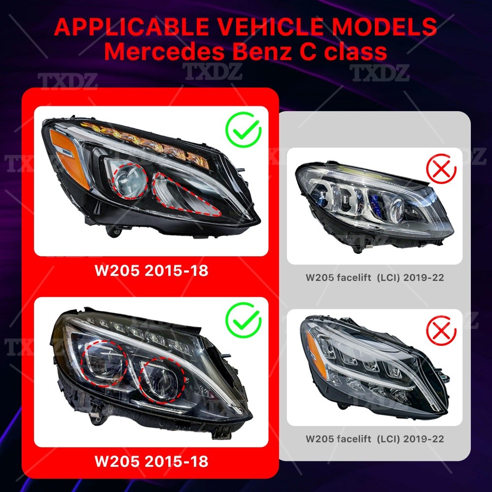 RGB DRL LED Boards For Mercedes C-Class W205 C300 C63 C400 C200 C63 2015-2018