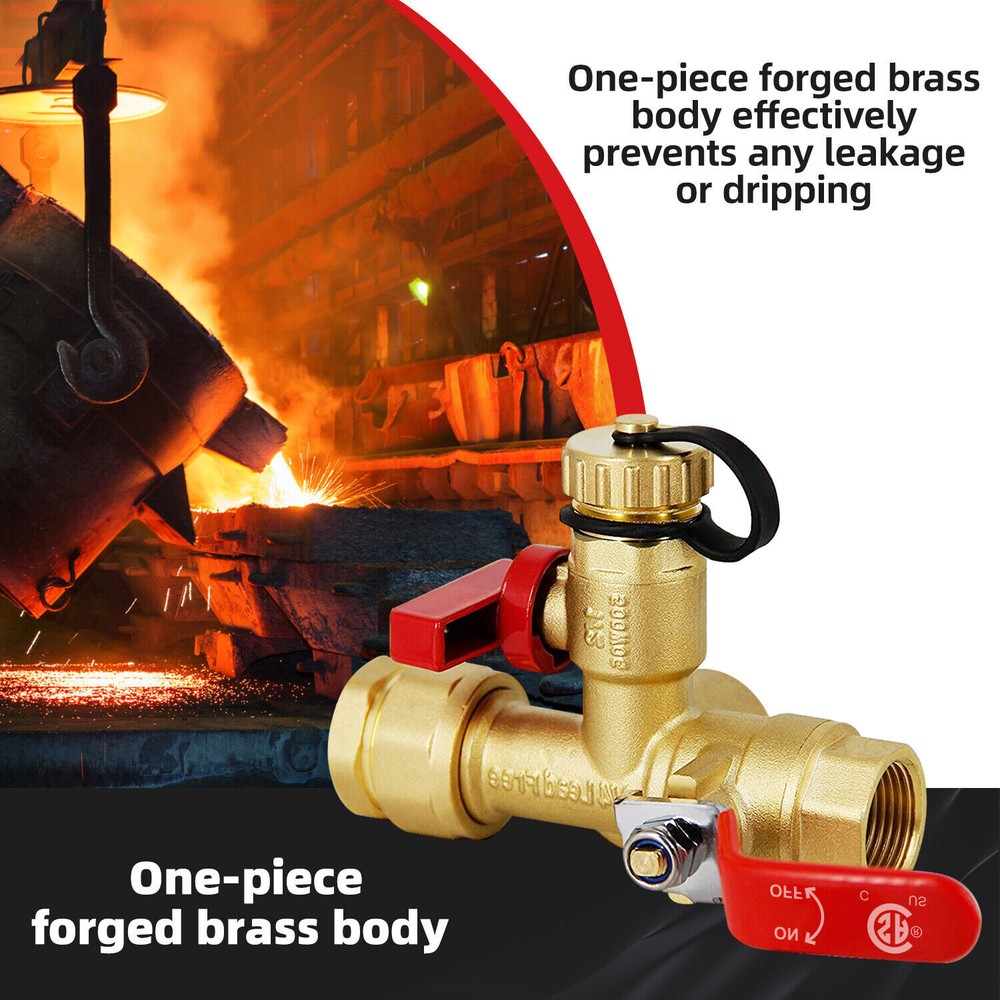 3/4" Tankless Water Heater Isolation Valve Kit Pressure Relief CSA approved used