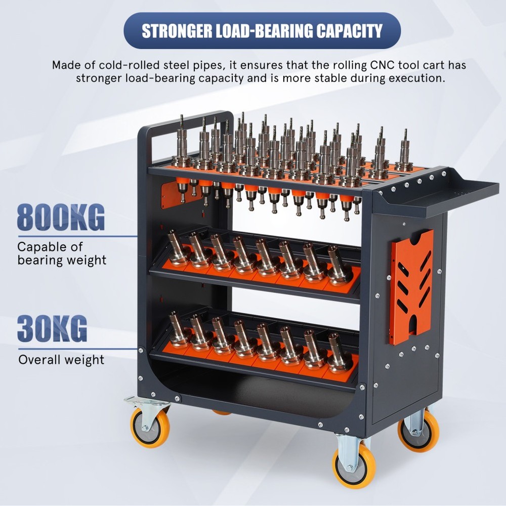 CNC Tool Cart CAT40 BT40 Tool Holder Storage 56 Capacity for CNC Machine Tools