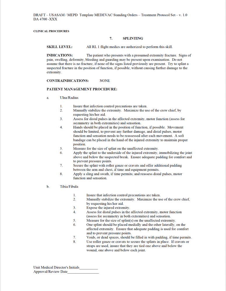 348 Page MEDEVAC STANDING ORDERS TREATMENT PROTOCOLS TEMPLATE V 1.0 & 1.3 on CD