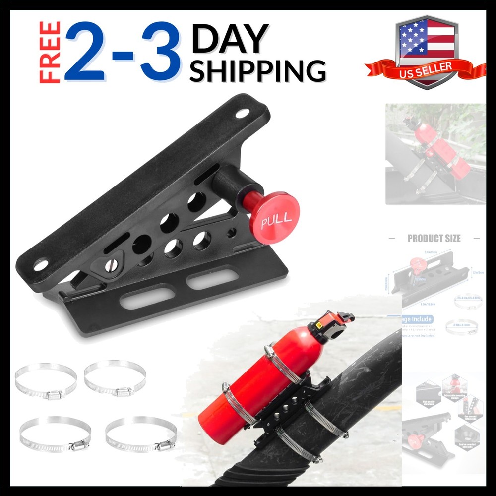 Aluminum Fire Extinguisher Mount Bracket Kit Adjustable Quick Release Roll Ba...
