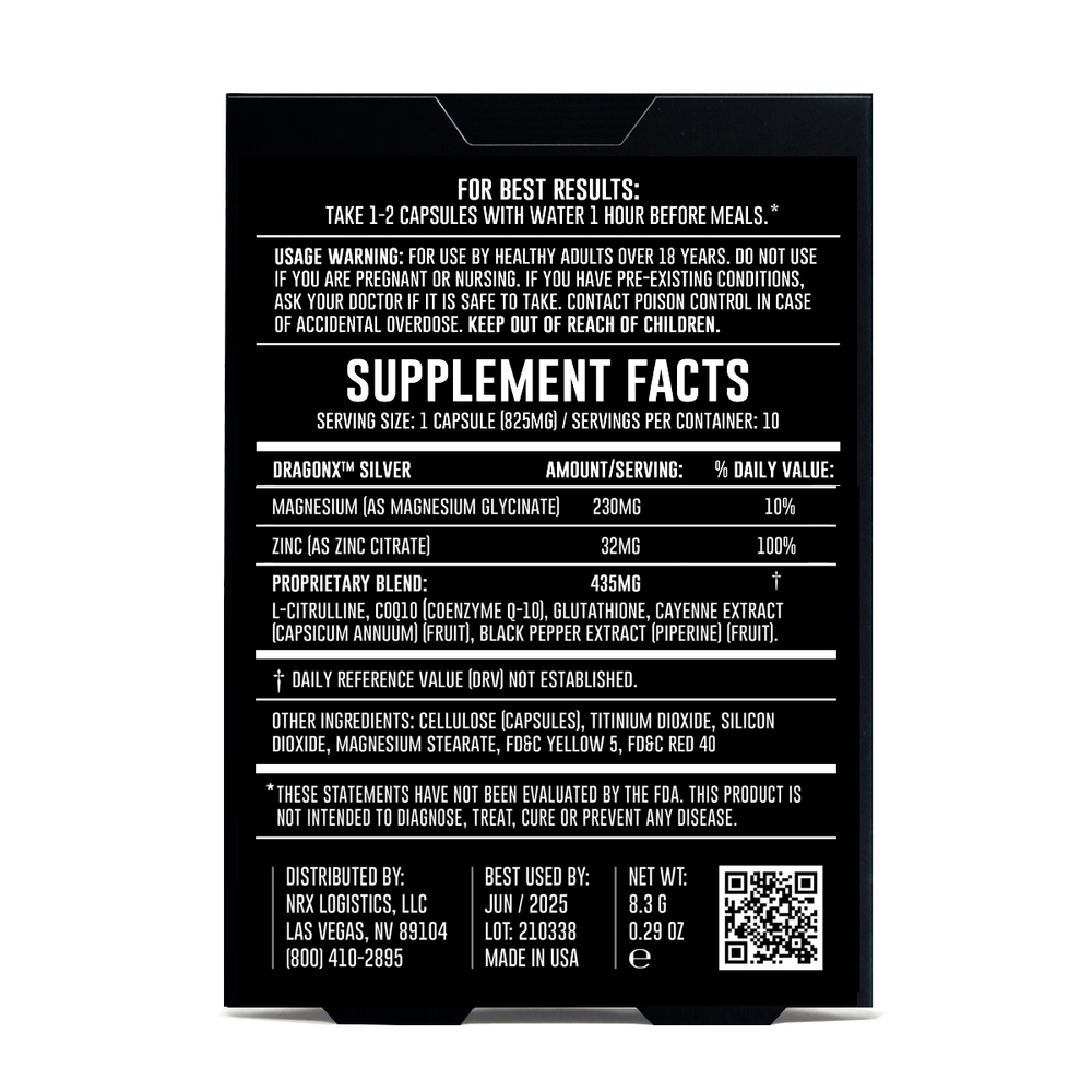 10 DRAGON X SILVER Formula Male Support Supplement