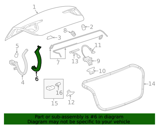 Genuine GM Driver Side Deck Lid Hinge Cover 22880957