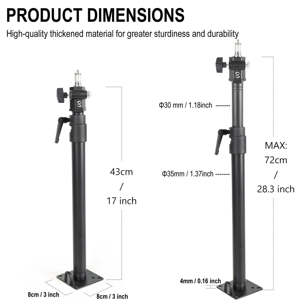 Photography Studio Ceiling Mount 360° Rotation Wall Ceiling Light Mount Boom ...