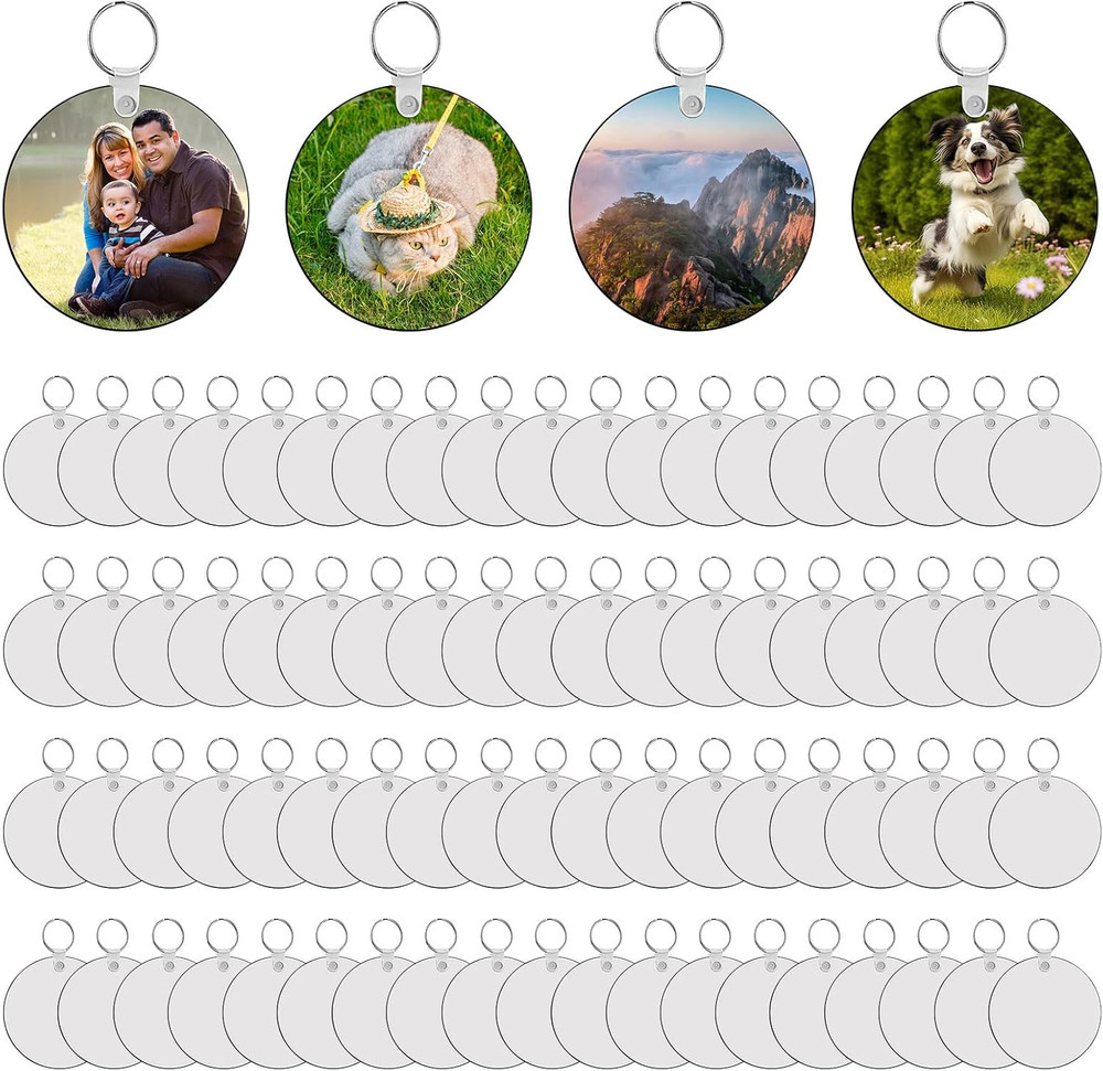 240Pcs Sublimation Keychain Blanks Double Sides 80 MDF Sublimation Keychains Bla
