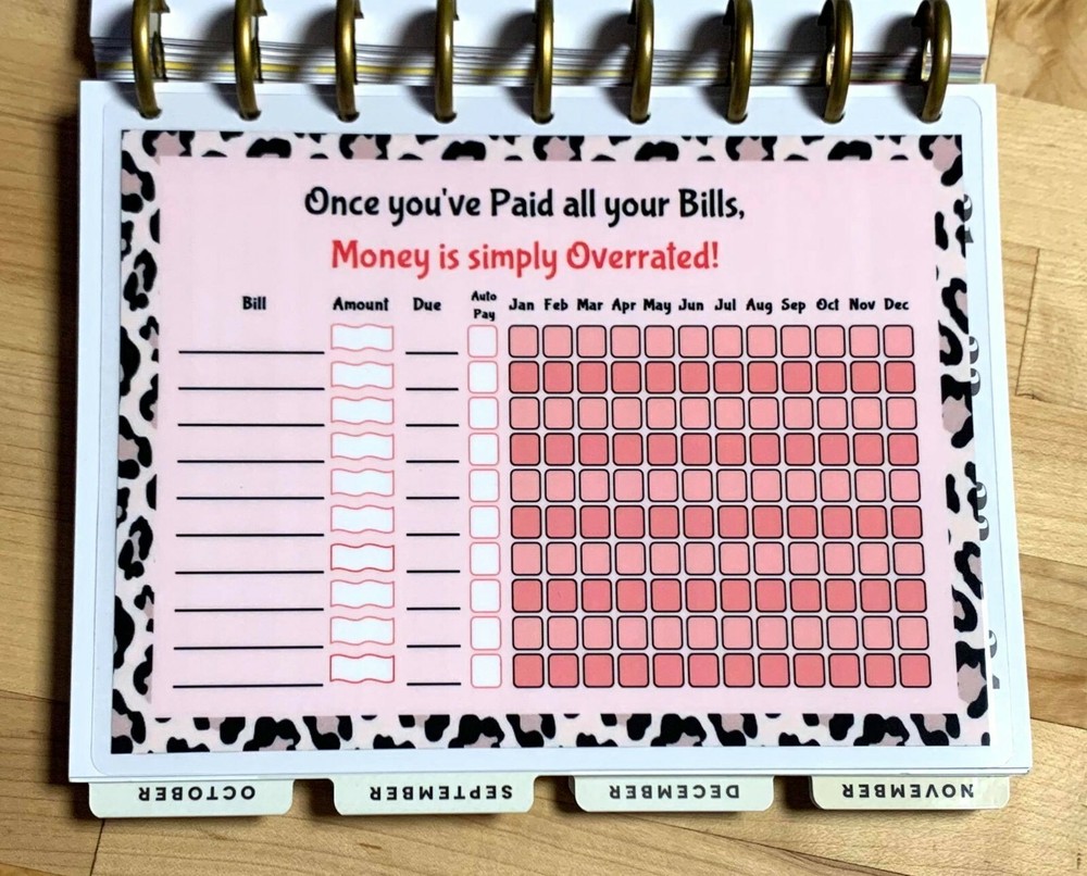 Yearly Bills to Pay Dashboard Insert for use with Classic HAPPY Planner~