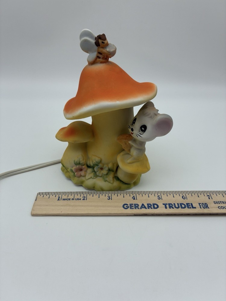 Vintage Lefton Mouse Mushroom Butterfly Ceramic Nightlight Light MCM