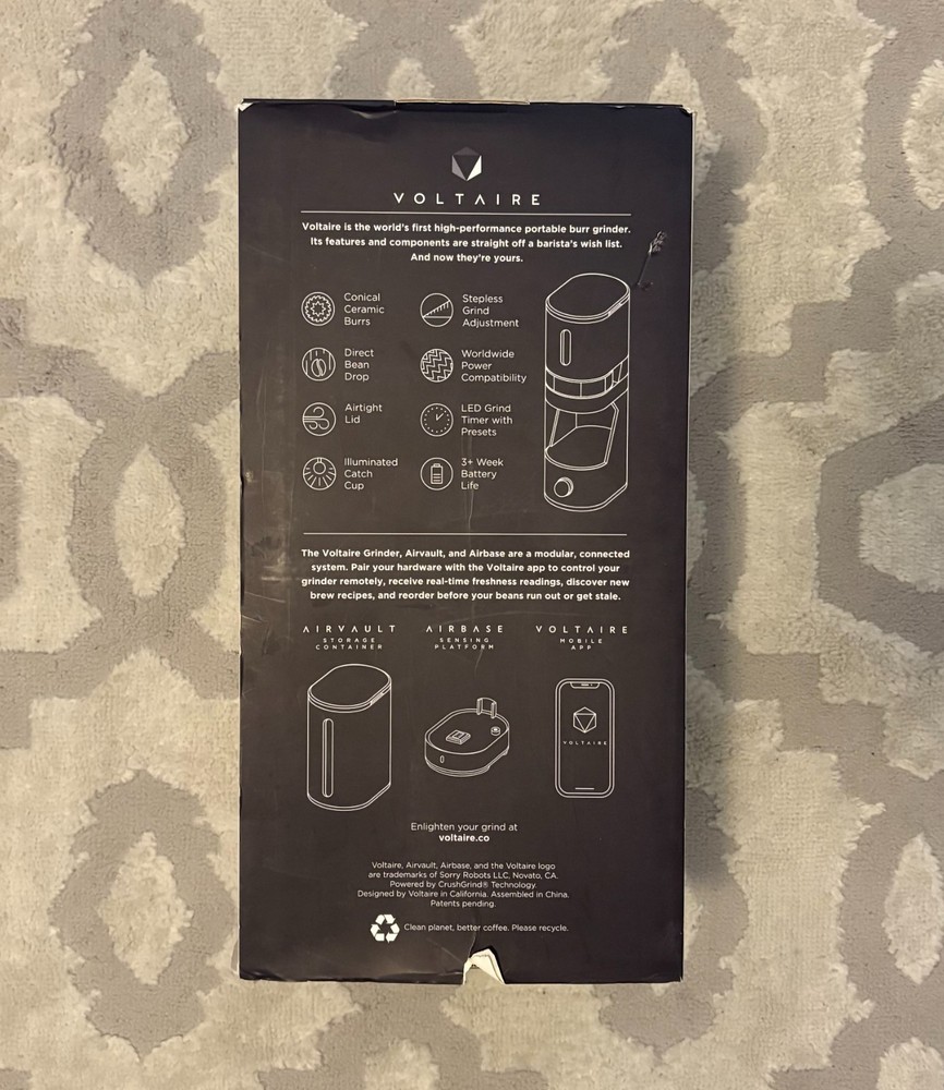 Voltaire High Performance Portable Burr Coffee Grinder Copper