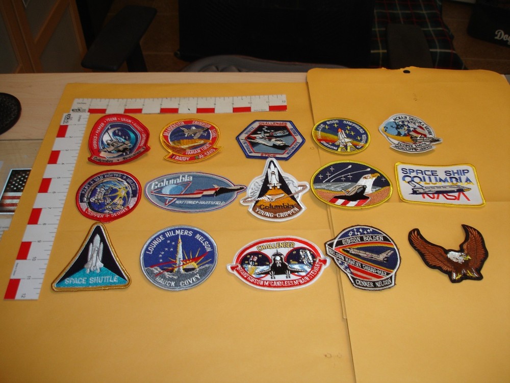 Space Shuttle Mission Patch Collection Set 14 shuttle patches + one eagle patch