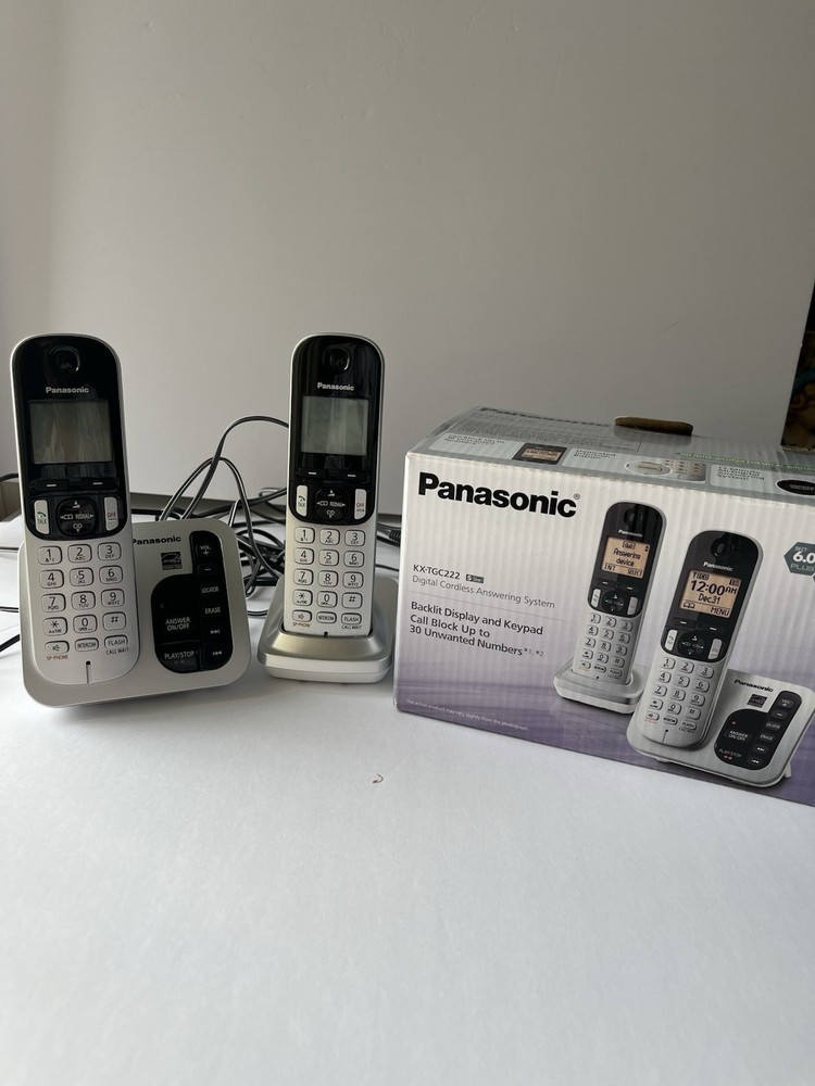 Panasonic cordless phone system with 2 handsets and answering machine.
