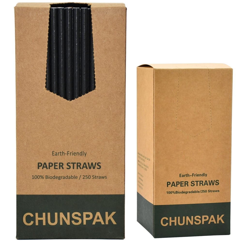 Black Paper Straws, Solid black/250 Bulk, Biodegradable Paper Drinking Straws...