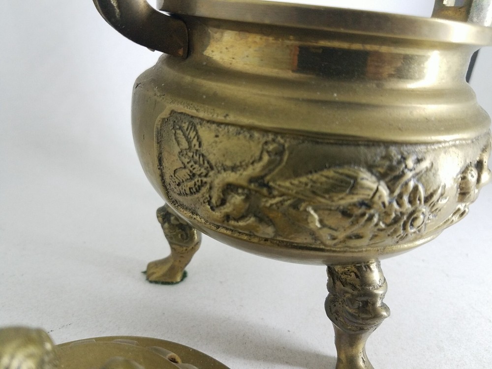 Solid Brass Foo Dog Incense Burner Pot Made In Hong Kong