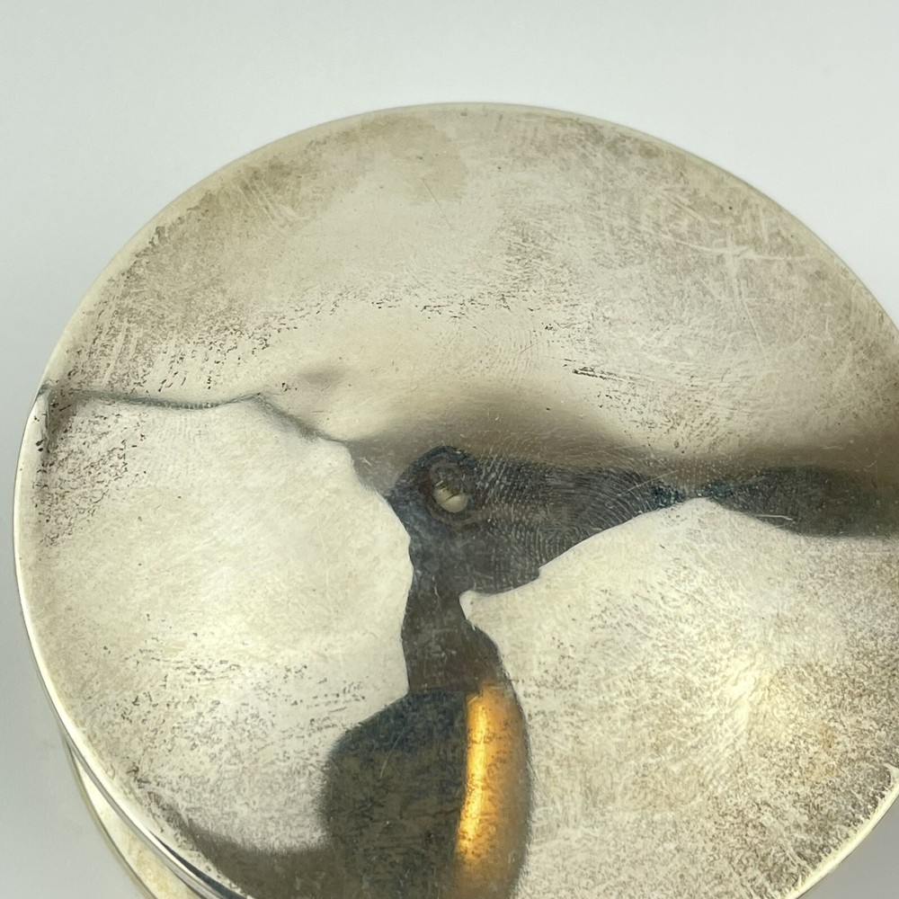 Antique Solid Silver Round Trinket Box Herbert Scott Murdoch 1918 6.8cm