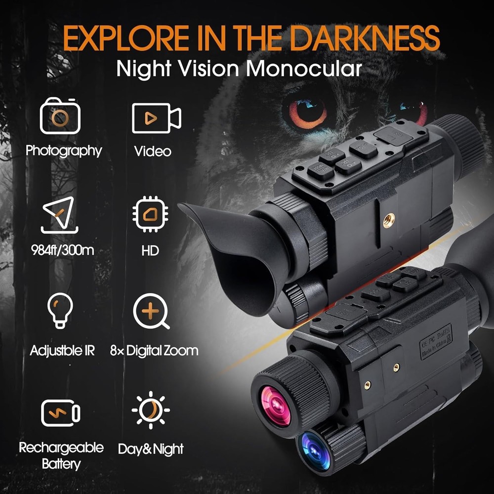 Rechargeable Night Vision Monocular 984FT Range