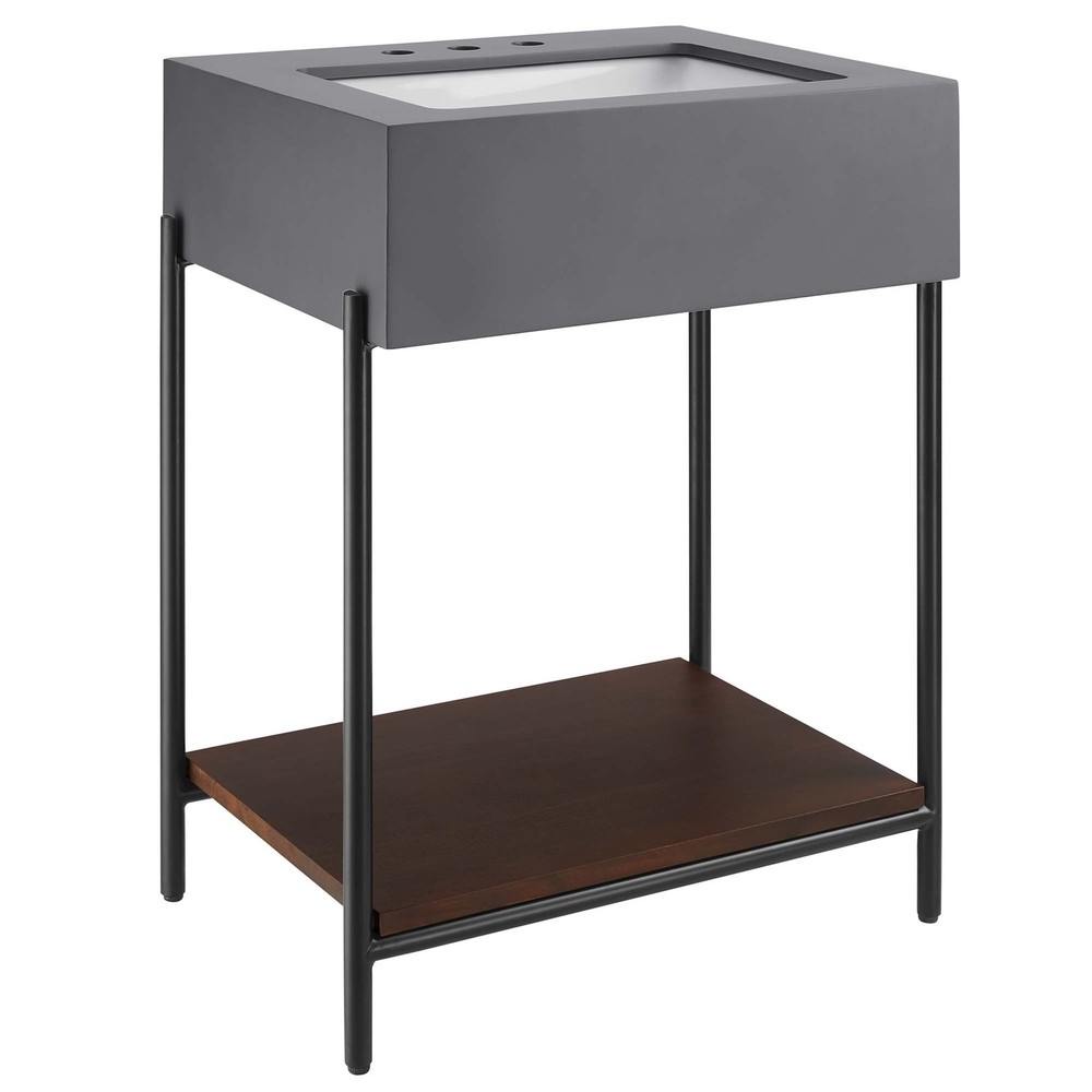 Etch 24" Bathroom Vanity with Sink in Black White