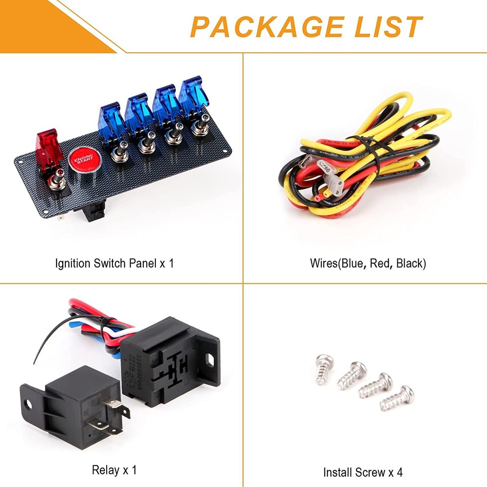 Carbon Ignition Switch Panel Engine Start Push Button LED 12V Toggle Racing Car