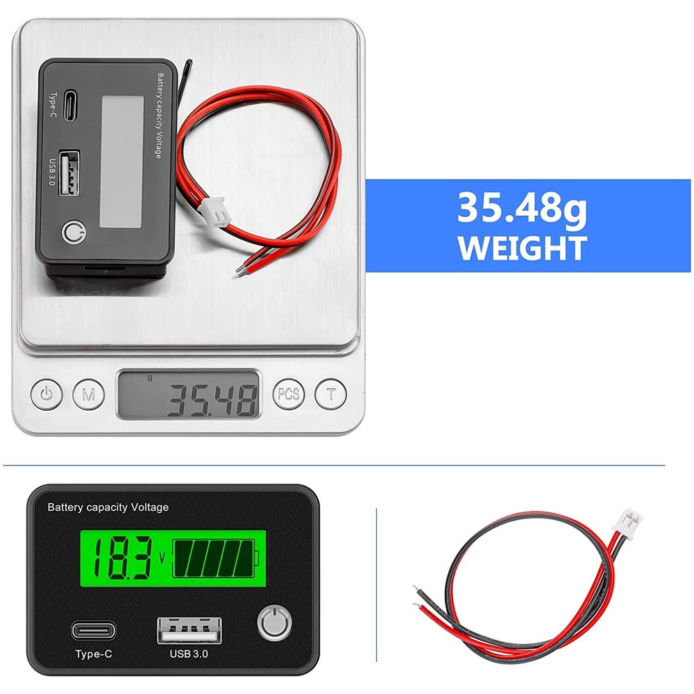 12V Voltage Battery Panel USB Digital Display Meter For Battery Car Motorcycle